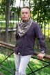 Шарф-бактус мужской "Эдинбург" большой теплый от MyScarf мокко в клетку с железкой застежкой - изображение 2