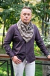 Шарф-бактус мужской "Эдинбург" большой теплый от MyScarf мокко в клетку с железкой застежкой - изображение 3