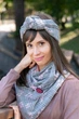 Тюрбан MyScarf теплый универсальный серый с розовым - изображение 2