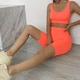 Женский костюм для фитнеса Whatiwear топ и велосипедки коралловый M (1285-coral-M) - изображение 3