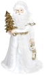 Декоративная статуэтка Санты "Долгожданный Гость" 14х12х23см, полистоун, белый с золотом - изображение 1