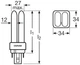 Лампа люмінесцентна компактна 13W 91V 870lm 3000K G24q-1 131x12mm U-подібна [4050300389059] OSRAM DULUX D/E - зображення 5
