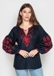 Вышиванка Narodnyy Butik Женская вышиванка рукав бохо синий лен бордо вышивка Синяя 54 1021.1 - изображение 1