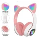 Беспроводные детские Bluetooth наушники с кошачьими ушками и цветной подсветкой Cat VZV-23M (Розовые) - изображение 5