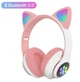Беспроводные детские Bluetooth наушники с кошачьими ушками и цветной подсветкой Cat VZV-23M (Розовые) - изображение 4