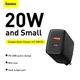 Мережевий зарядний пристрій 20 Вт BASEUS Compact Quick Charger (1USB/1Type-C, QC/PD, 20W, 3A). Black - зображення 3