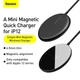 Беспроводное зарядное устройство BASEUS Simple Mini Magnetic Wireless Charger |Type-C cable 1.5m 15W|. Black - изображение 9