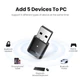 Bluetooth-адаптер UGREEN USB Bluetooth 5.0 передатчик для компьютера, ноутбука Black (US390) - изображение 4