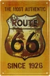 Металлическая табличка "Самому Аутентичному Маршруту В Мире С 1926 (Route 66)" (ms-002351) - изображение 1