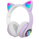 Беспроводные детские Bluetooth наушники с кошачьими ушками и цветной подсветкой Cat VZV-23M (Фиолетовые) - изображение 3