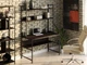 Стол компьютерный письменный с металлическим каркасом в стиле Лофт (Loft) DrevoGoods усиленный, прямой, рабочий для дома и офиса 1200х750х600мм; металл: Черный; дерево: Венге + стеллаж с полками (708|49) - изображение 1