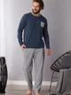 Пижама мужская больших размеров хлопковая Key MNS 343 B21 2XL Синий/Серый (5904765627258) - изображение 1