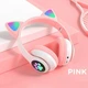 Беспроводные наушники с кошачьими Ушками Bluetooth Cat STN-28 с микрофоном LED RGB подсветка Pink - изображение 1