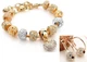 Браслет зі стразами у стилі Пандора PANDORA "Шарм" Gold Charm 18 - 23 см Сережки Шарм у Подарунок - зображення 1