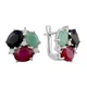 Серебряные серьги с натуральным сапфиром 4.05ct, изумрудом, рубином (2096610) - изображение 1