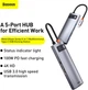 USB-хаб Baseus Metal Gleam Series 5-in-1 Type-C Gray (CAHUB-CX0G) - изображение 12