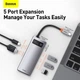USB-хаб Baseus Metal Gleam Series 5-in-1 Type-C Gray (CAHUB-CX0G) - изображение 13