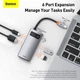 USB-хаб Baseus Metal Gleam Series 6-in-1 Type-C Gray (CAHUB-CW0G) - зображення 13