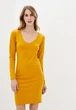 Класична жіноча пряма сукня міді Подіум 17266-MUSTARD XL Гірчичний - зображення 1