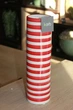 Ваза керамическая Amadeus-Korb "Цилиндр в полоску" d 9 cм h 32 см красная и белая - изображение 2