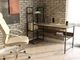 Стол компьютерный письменный с металлическим каркасом в стиле Лофт (Loft) DrevoGoods с полкой под системный блок усиленный, прямой, рабочий для дома и офиса 1600х750х600мм; металл: Черный; дерево: Дуб Сонома + стеллаж (807|61) - изображение 1