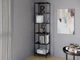 Стелаж-перегородка з металевим каркасом у стилі Лофт (Loft) DrevoGoods вузький, посилений, підлоговий / пристінний для дому та офісу з 6 полицями для книг та речей 1855х400х330мм; метал: Чорний; дерево: Венге (857|51) - зображення 1