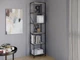 Стелаж-перегородка з металевим каркасом у стилі Лофт (Loft) DrevoGoods вузький, посилений, підлоговий / пристінний для дому та офісу з 6 полицями для книг та речей 1855х400х330мм; метал: Чорний; дерево: Бетон (855|51) - зображення 2