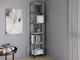 Стелаж-перегородка з металевим каркасом у стилі Лофт (Loft) DrevoGoods вузький, посилений, підлоговий / пристінний для дому та офісу з 6 полицями для книг та речей 1855х400х330мм; метал: Чорний; дерево: Білий (858|51) - зображення 2