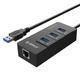 USB-хаб ORICO USB 3.0 3 порти + RJ45 (HR01-U3-V1-BK-BP) - зображення 1