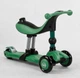 Самокат-беговел 3 в 1 трехколесный Best Scooter, Зеленый 3 колеса PU со светом, сидение, амортизаторы, родительская ручка - изображение 3