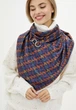 Шарф "Эдинбург" большой трендовый от MyScarf теплый сине-оранжевый женский с кольцами - изображение 1
