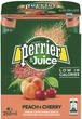 Упаковка напою безалкогольного сильногазованого Perrier Peach-Cherry з додаванням натуральних соків 0.25 л Мультипак х 4 шт (7613036280327) - зображення 1