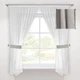 Кухонная короткая занавеска Adagio Windows Decor Белые тюлевые шторы с светло серыми подхватами в размерах 1,45х1,7м - 2 шторы - изображение 1