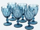 Бокалы для вина из цветного стекла набор 6 шт Glassware 240 мл Синий (Крупный ромб) - изображение 1