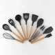 Силіконовий кухонний набір приладдя Kitchen Set 12 предметів (дерево+силікон) темно-сірий - зображення 2