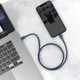КабельType-C на Lightning BASEUS High Density Braided Fast Charging Data Cale (2M, 20W, PD, 480Mbps). Blue - изображение 5