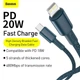 КабельType-C на Lightning BASEUS High Density Braided Fast Charging Data Cale (2M, 20W, PD, 480Mbps). Blue - изображение 6