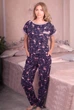 Пижама футболка + брюки Fleur Lingerie ОСЕАН 52 на синем - фламинго - изображение 1
