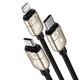 Кабель Baseus 3в1 Fast Charging 3в1 3.5A (Micro USB+Lightning+Type-C) 1.2m black - зображення 2