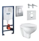 Комплект инсталляции GROHE Bau Ceramic кнопка хром безободковый унитаз GROHE с крышкой микролифт дюропласт 39586000 - изображение 3