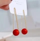 Серьги удлиненные Красные бусинки jeweston Золотистого цвета - изображение 1