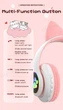 Беспроводные детские наушники CAT STN-28 с кошачьими ушками с подсветкой MP3 MicroSD FM-радио Розовые - изображение 5