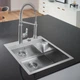 Мойка для кухни GROHE из нержавеющей стали Sink K800 518x560мм прямоугольная врезная матовая 0.7мм с сифоном 31583SD0 - изображение 4