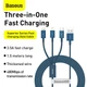 USB кабель 3в1 Combo Micro USB/Lightning/Type-C BASEUS Superior Series Fast Charging (1.5m, 3.5A). Blue - зображення 6