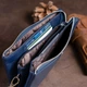 Вместительный горизонтальный клатч на два отделения из натуральной кожи ST Leather Синий для документов и прав (bg192fash48) - изображение 10