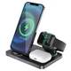 Беспроводное зарядное устройство Hoco CW33 Ultra-Charge 3-in-1 vertical wireless fast charger Black - изображение 4