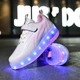 Роликовые кроссовки для девочек с LED подсветкой белые с розовым на 2-х колесах (LR 1263) 32(20,5см) - изображение 5
