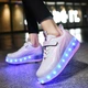 Роликовые кроссовки для девочек с LED подсветкой белые с розовым на 2-х колесах (LR 1263) 32(20,5см) - изображение 8