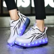 Роликовые кроссовки для мальчиков с LED подсветкой белые с черным на 2-х колёсах (LR 1264) 30(19см) - изображение 10