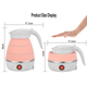 Электрический дорожный чайник SmartTech Foldable Kettle складной силиконовый на 0,6 л дисковый с автоотключением индикатором питания и уровня воды Розовый (48983) - изображение 5